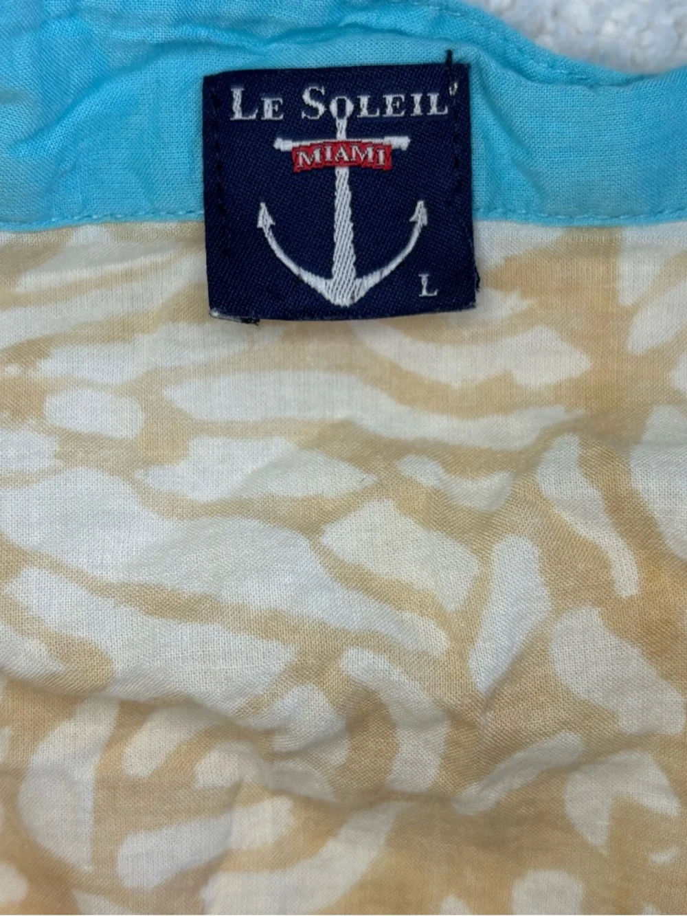 Le Soleil Miami Cream & White Floral Swimsuit Cover Up with Turquoise Trim - Picture 2 of 16